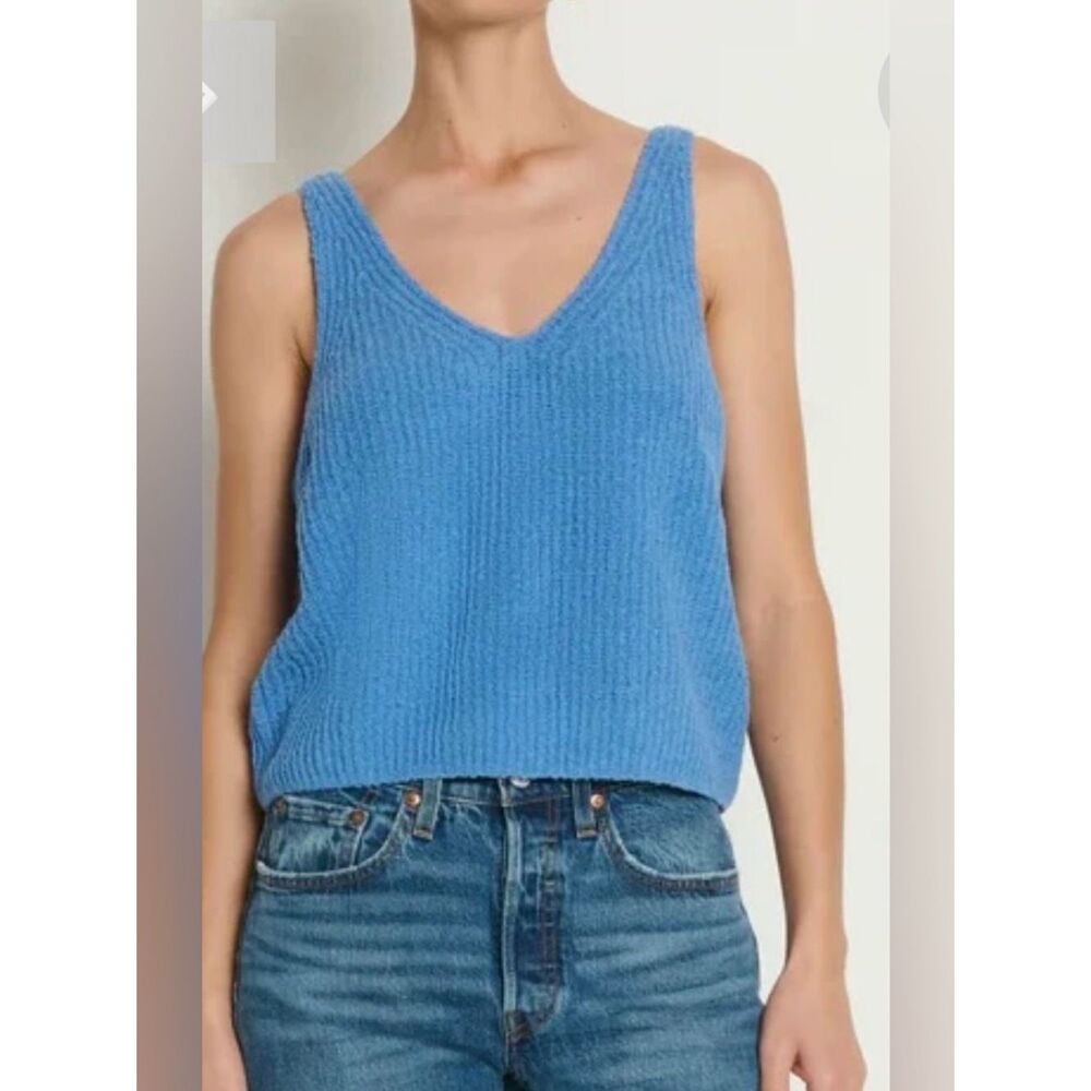 New Nation LTD CeCe Laguna Sweater Tank Blue Boucle Knit Sleeveless Top XS